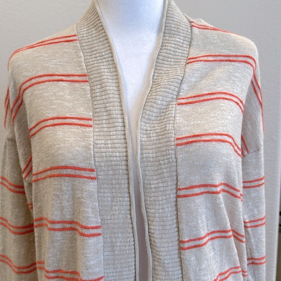 Madewell women’s stripped orange & cream cardigan sweater with pockets size xxs - Picture 4 of 5